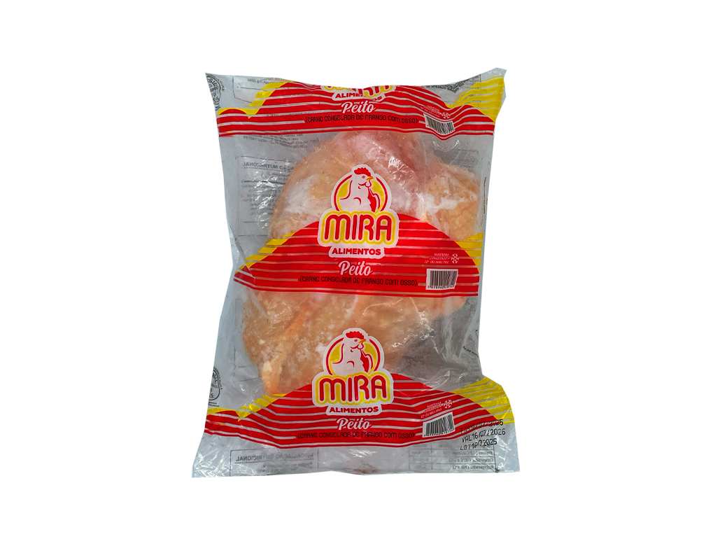 PEITO DE FRANGO CONGELADO COM OSSO MIRA (CX 20 KG)